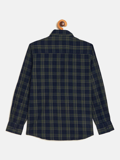 Navy Blue Checked Full Sleeves Shirt - Boys Shirts