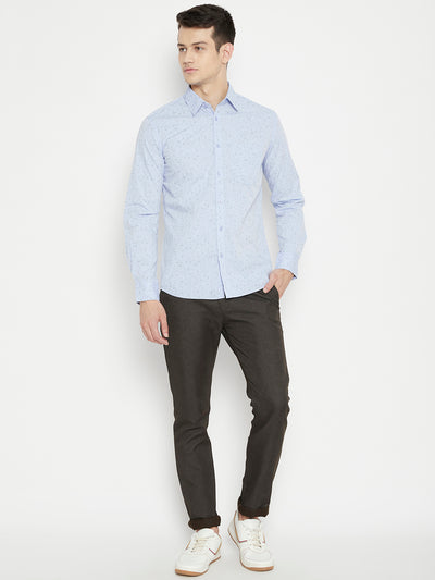 Blue Printed Slim Fit shirt - Men Shirts