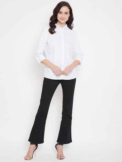 White Slim Fit Cotton Shirt - Women Shirts