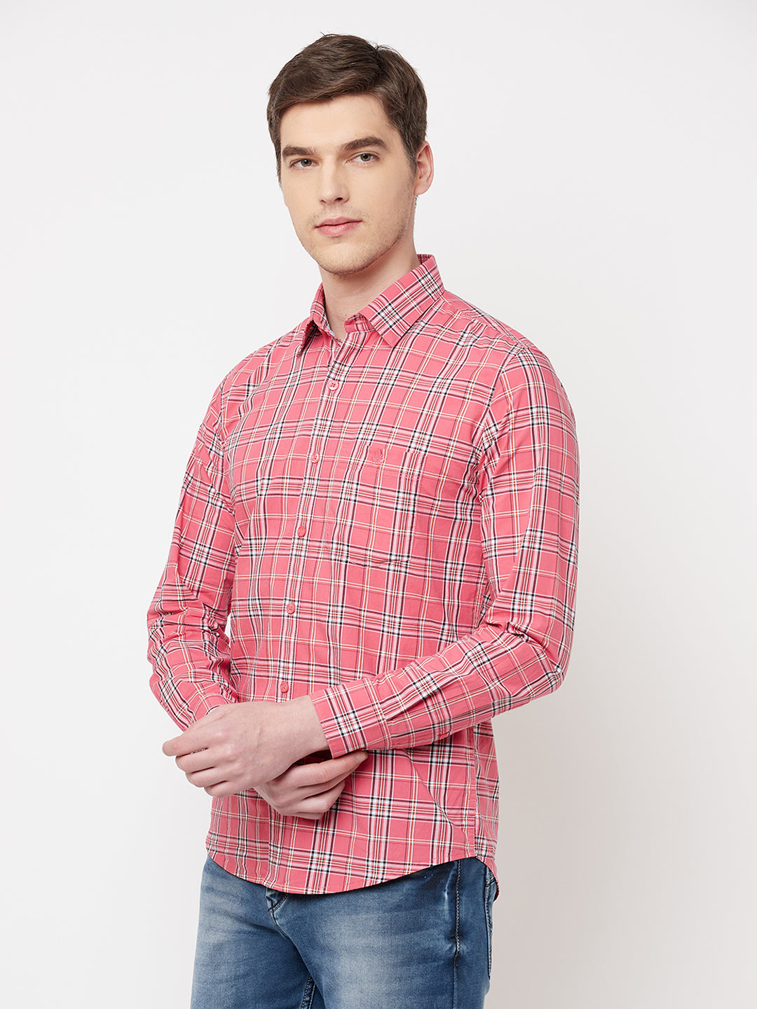 Pink Checked Casual Shirt - Men Shirts