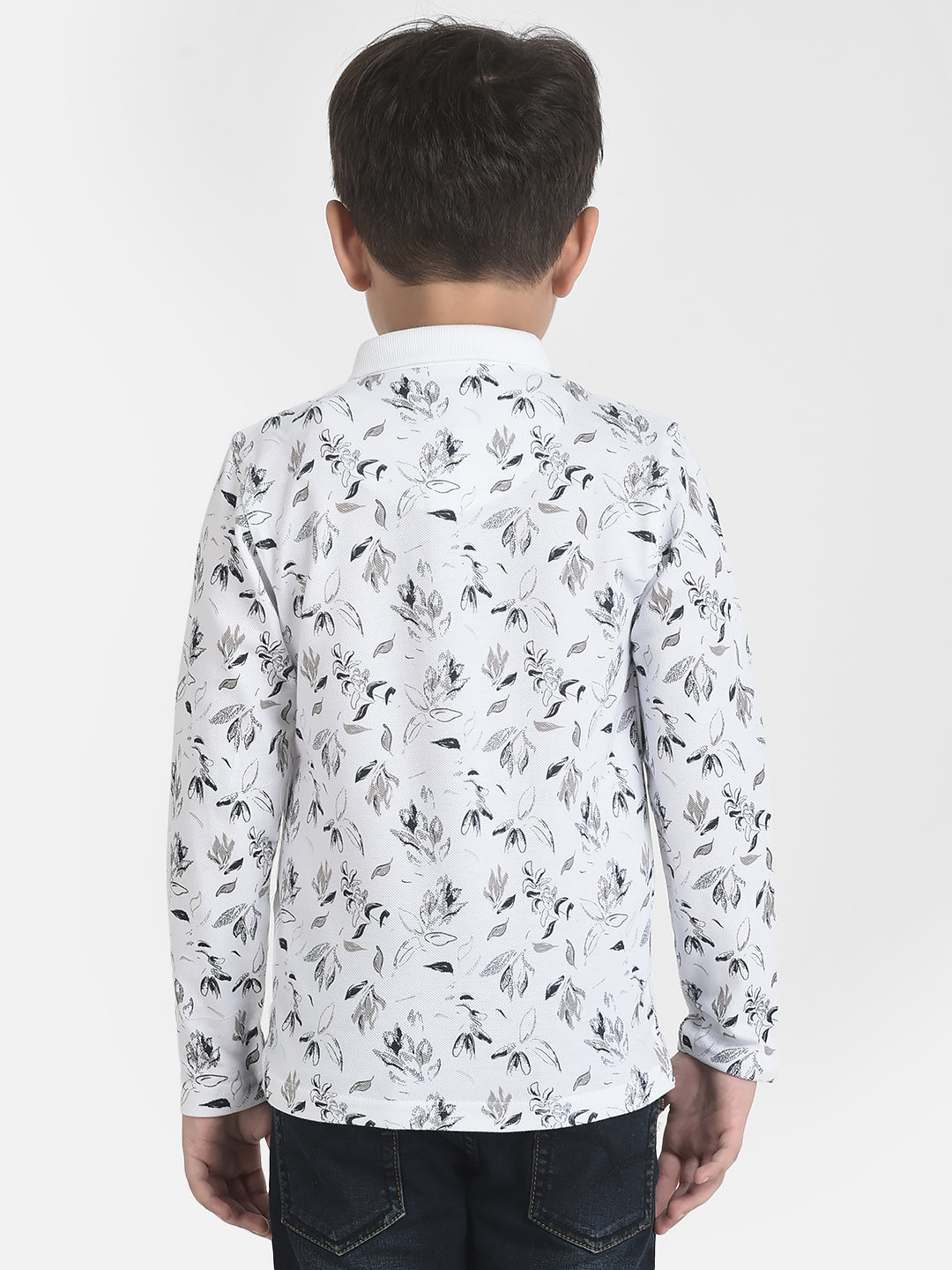 Long-Sleeves White Floral T-Shirt-Boys T-Shirts-Crimsoune Club