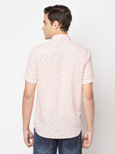  Pink Short-Sleeved Floral Shirt