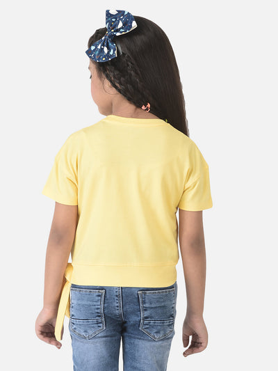  Yellow T-Shirt with Tie-Up Detail 