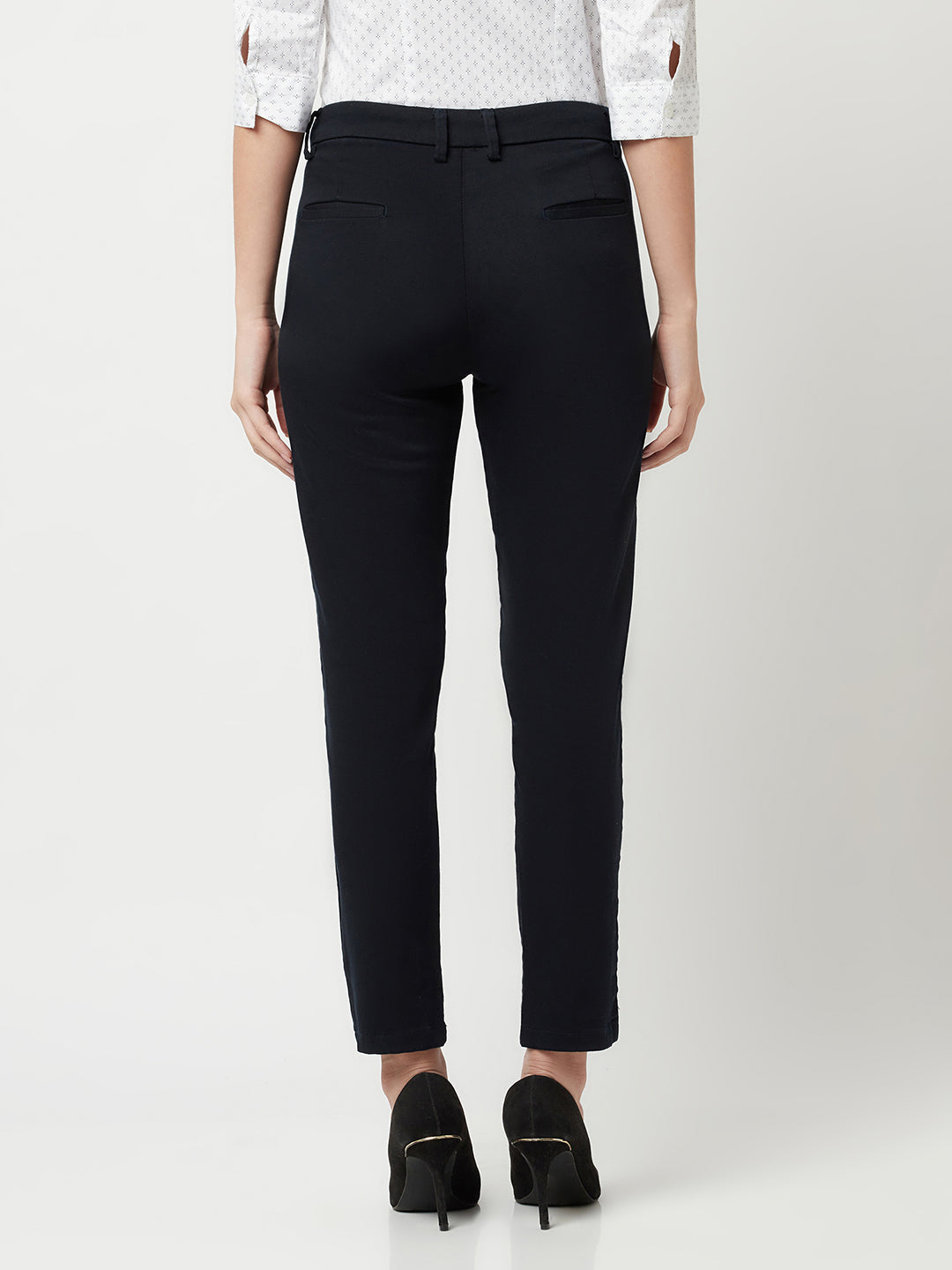 Navy Blue Trousers-Women Trousers-Crimsoune Club