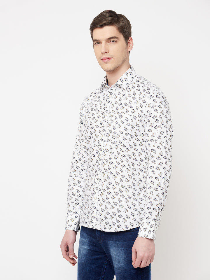 White Floral Shirt - Men Shirts