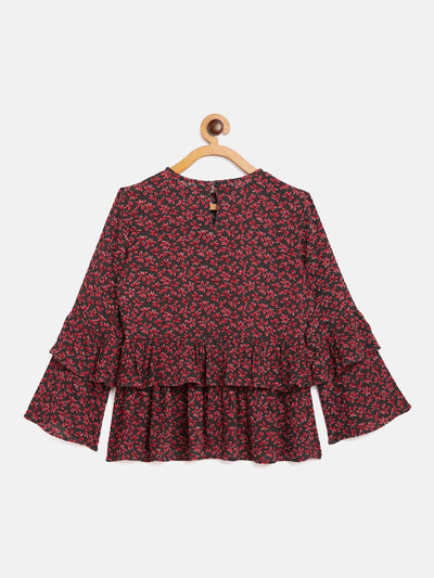 Printed Layered Top - Girls Tops