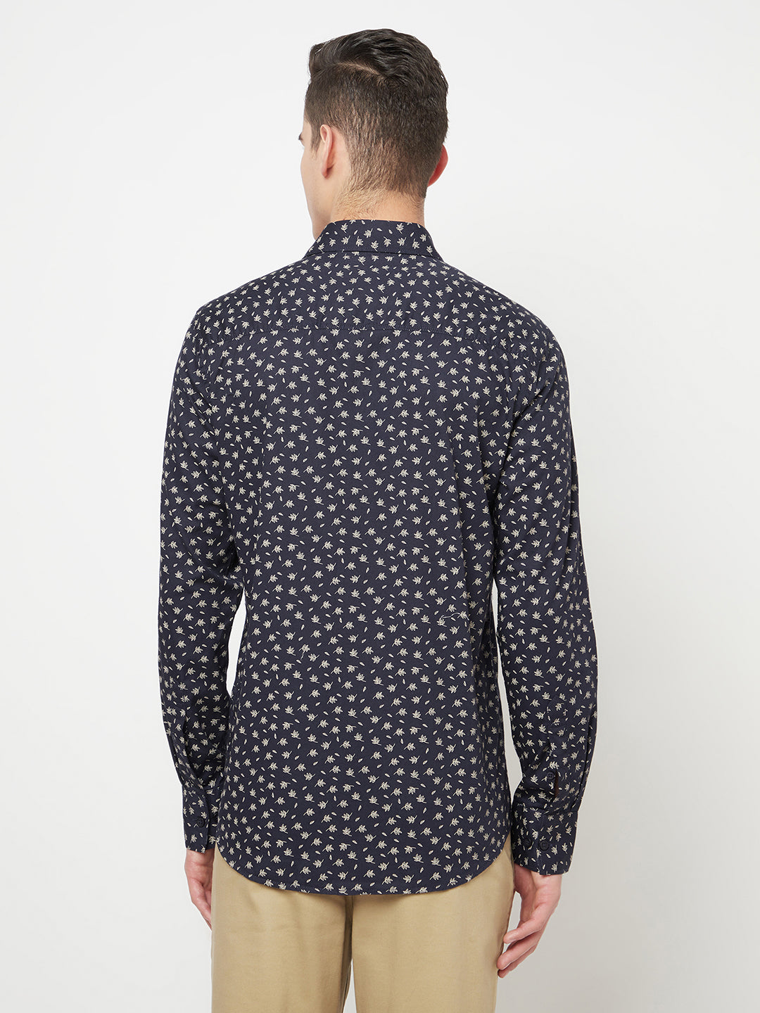 Navy Blue Floral Printed Shirt - Men Shirts