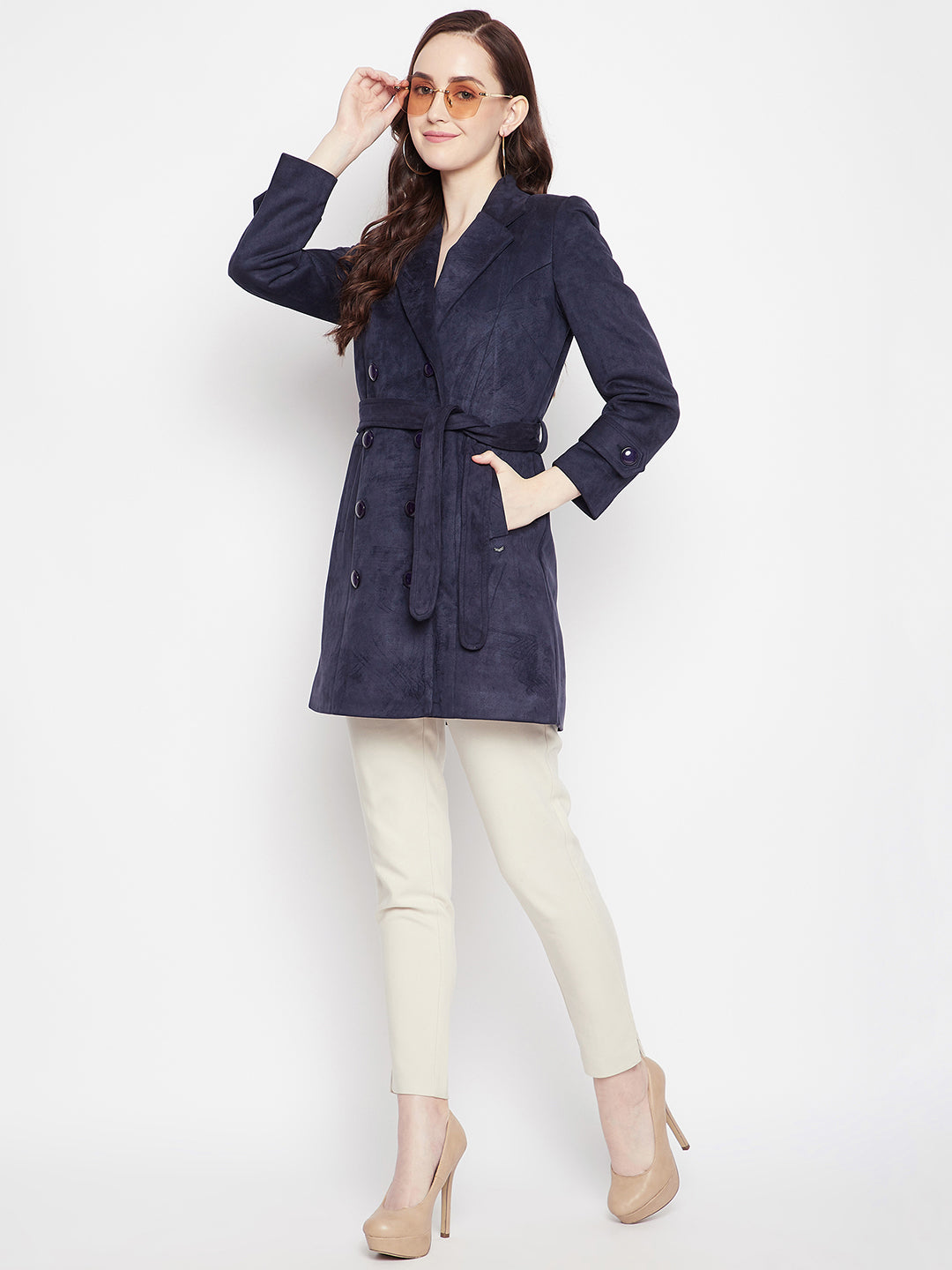 Navy Blue Longline Blazer - Women Blazer