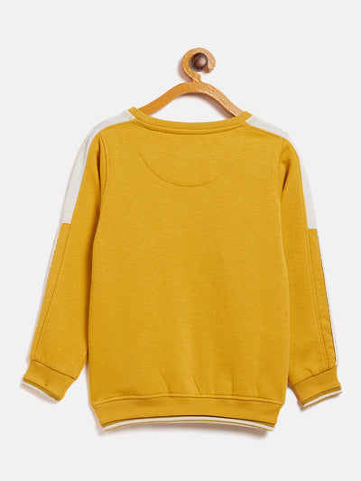 Mustard Printed Round Neck Sweatshirt - Girls Sweatshirts