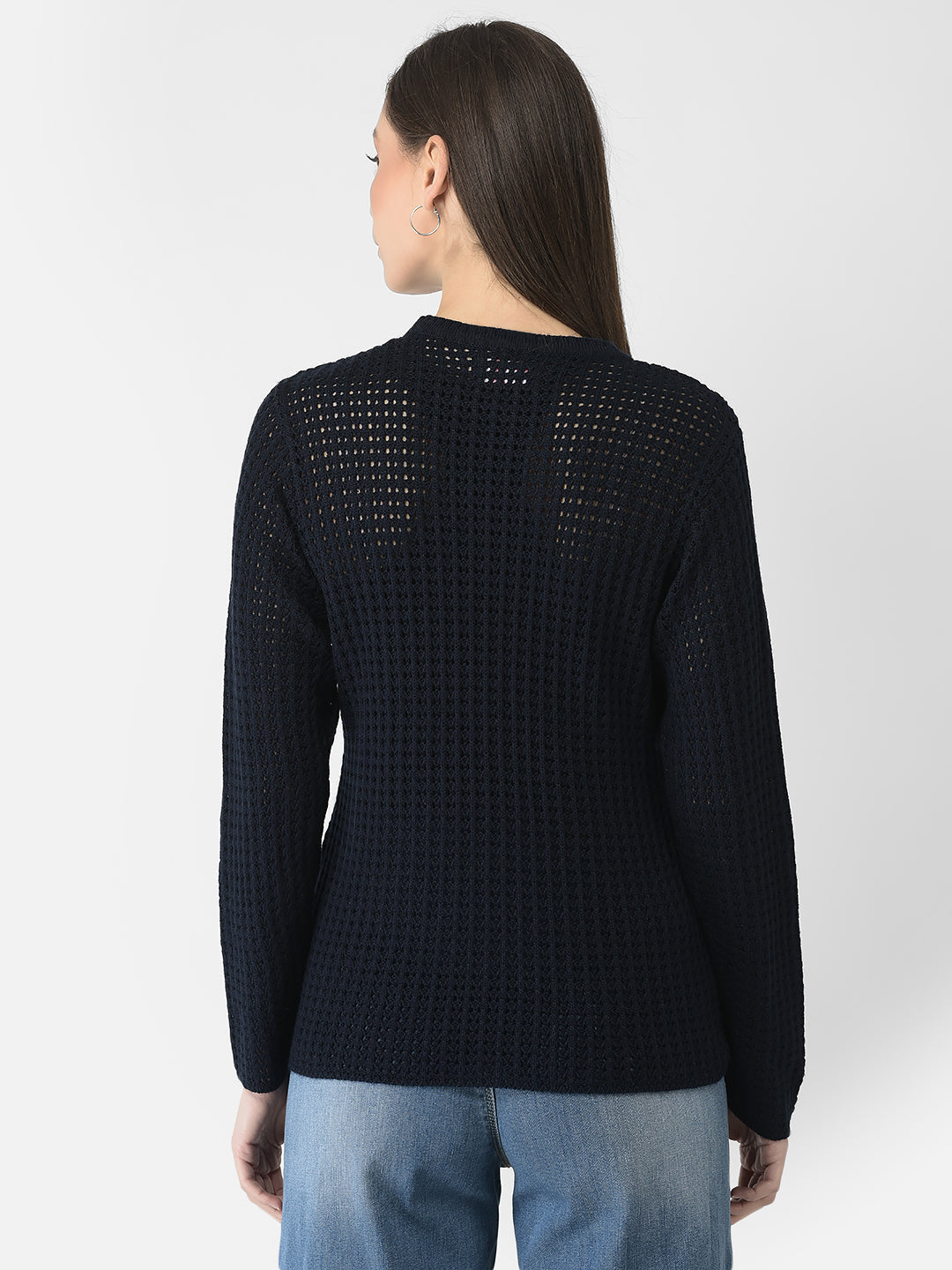  Navy Blue Embroidered Sweater 