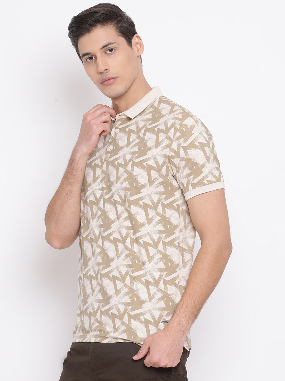 Beige Printed T-shirt - Men T-Shirts