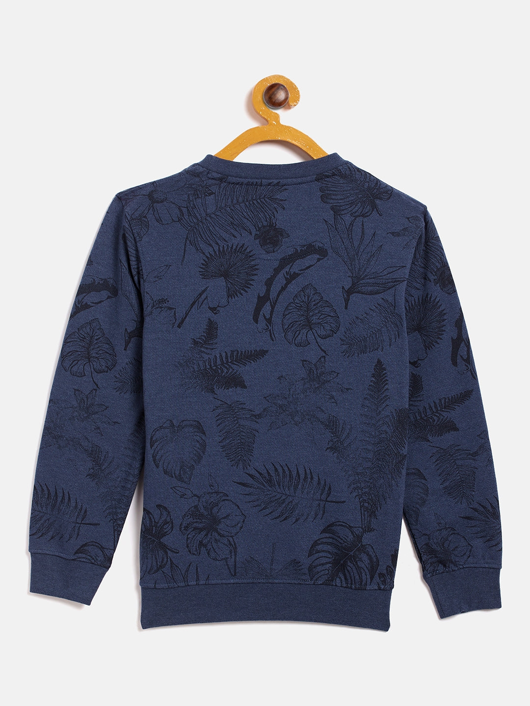 Navy Blue Floral Round Neck Sweatshirt - Boys Sweatshirts