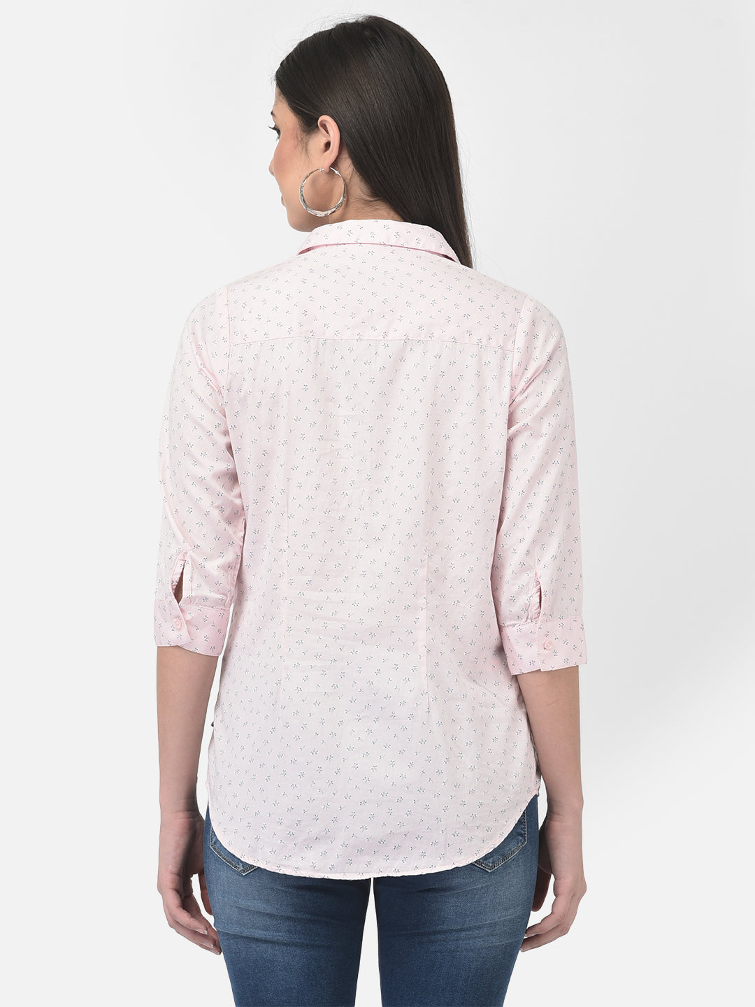 Light Pink Floral Shirt-Women Shirts-Crimsoune Club