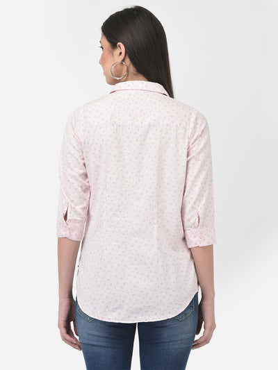 Light Pink Floral Shirt-Women Shirts-Crimsoune Club
