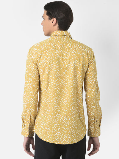 Yellow Shirt in Floral Print-Men shirts-Crimsoune Club