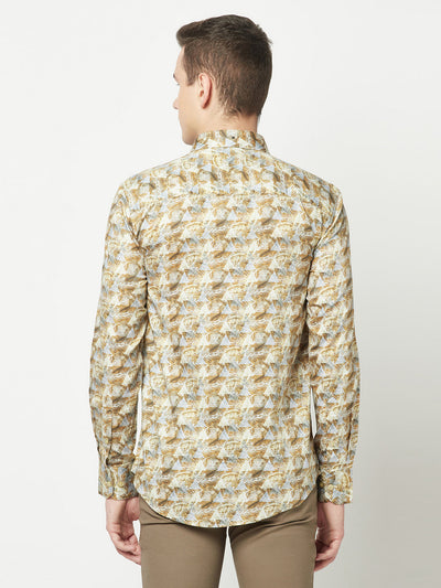  Beige Abstract Print Shirt