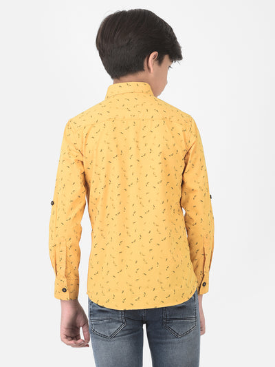 Yellow Floral Printed Shirt - Boys Shirts