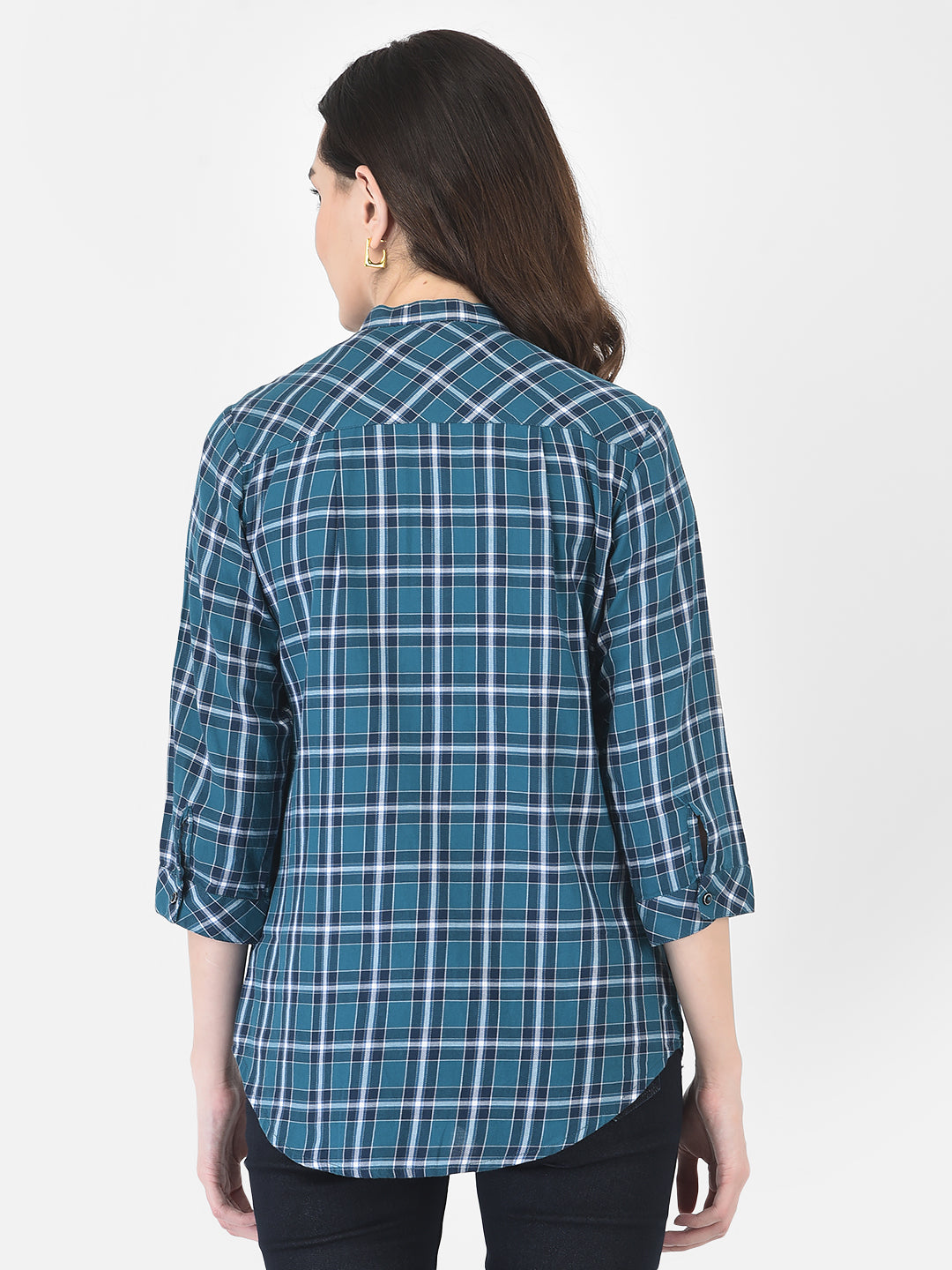 Air Force Blue Checked Shirt - Women Shirts