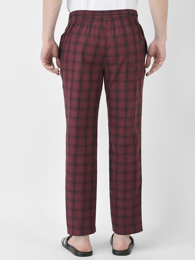 Maroon Tartan Checked Lounge Pants-Men Lounge Pants-Crimsoune Club