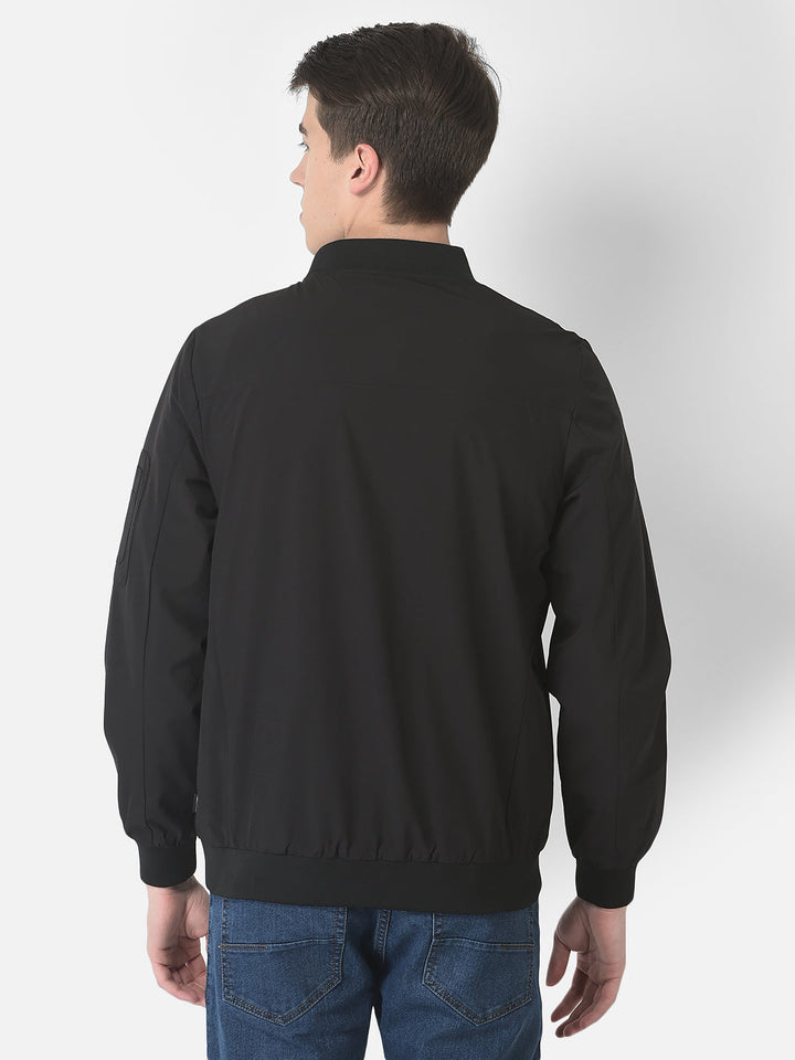  Black Slim Bomber Jacket
