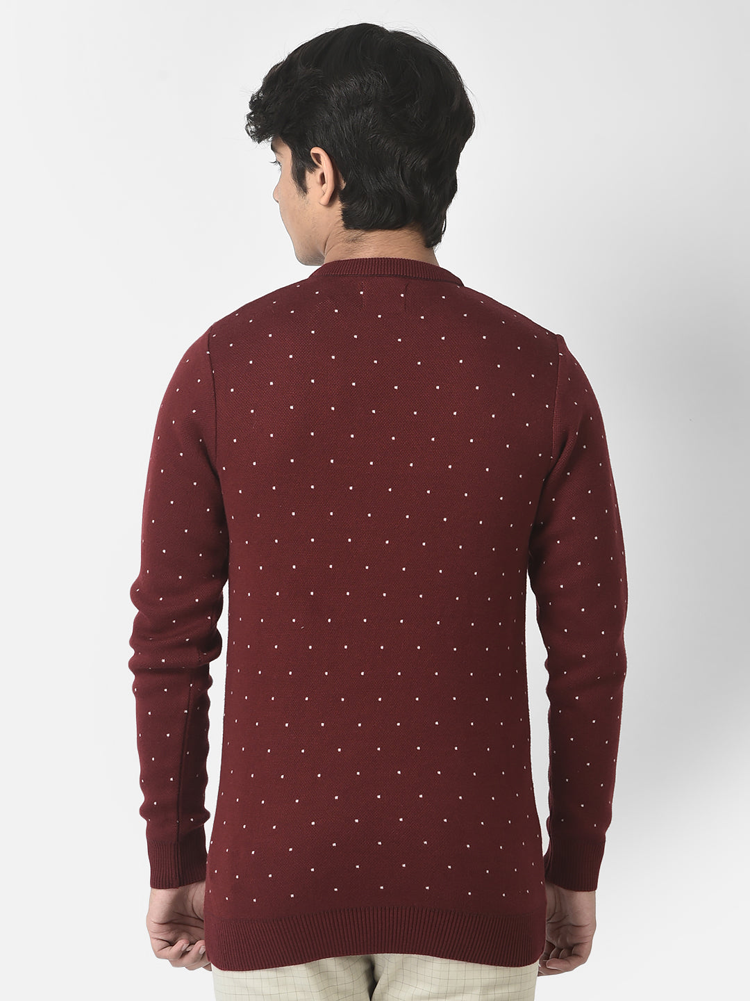  Maroon Polka-Dotted Sweater