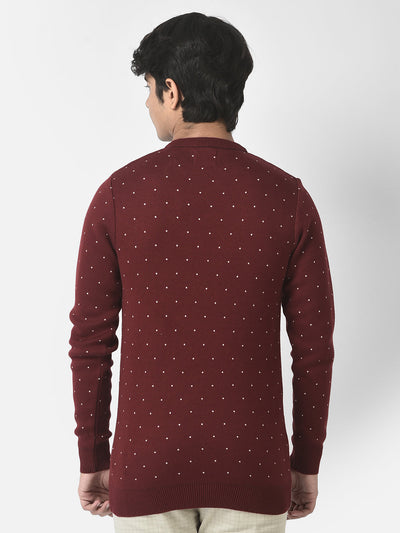  Maroon Polka-Dotted Sweater