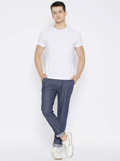 Blue Slim Fit Trousers - Men Trousers