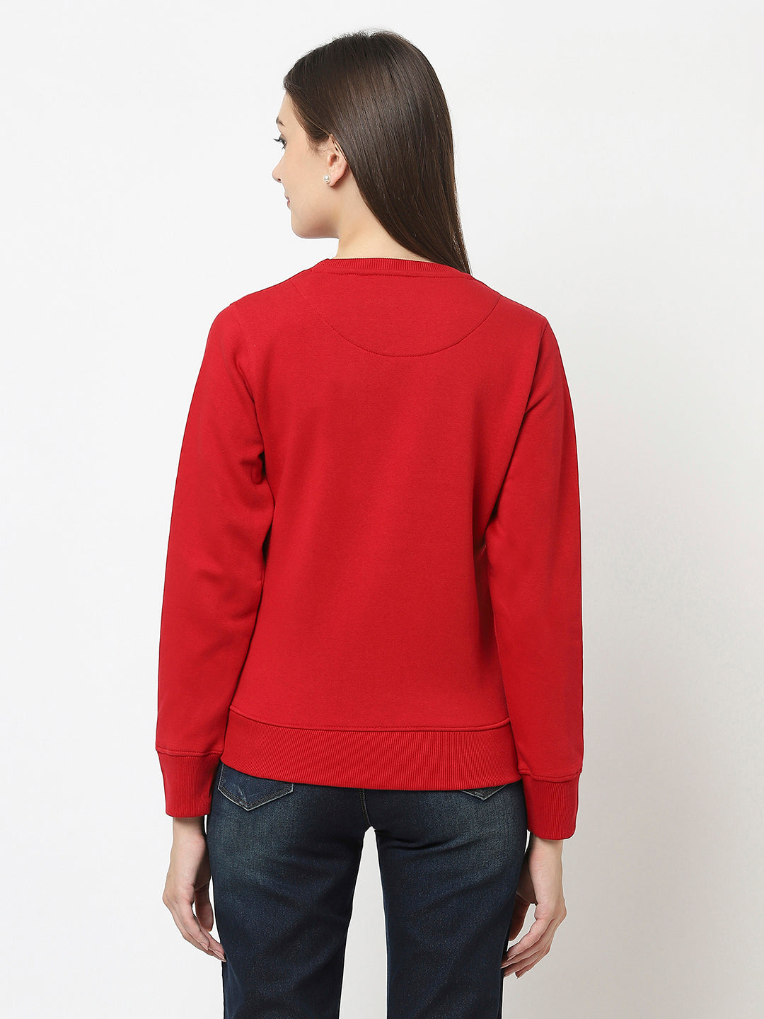Red Pull-Over Style Sweatshirt with Graphic Print 