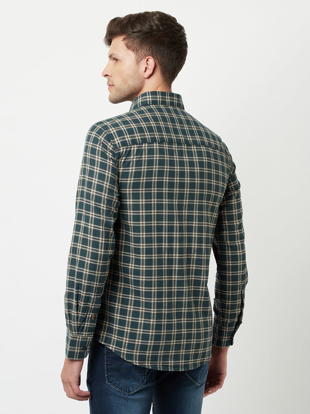 Green Tartan Checked Shirt-Men Shirts-Crimsoune Club