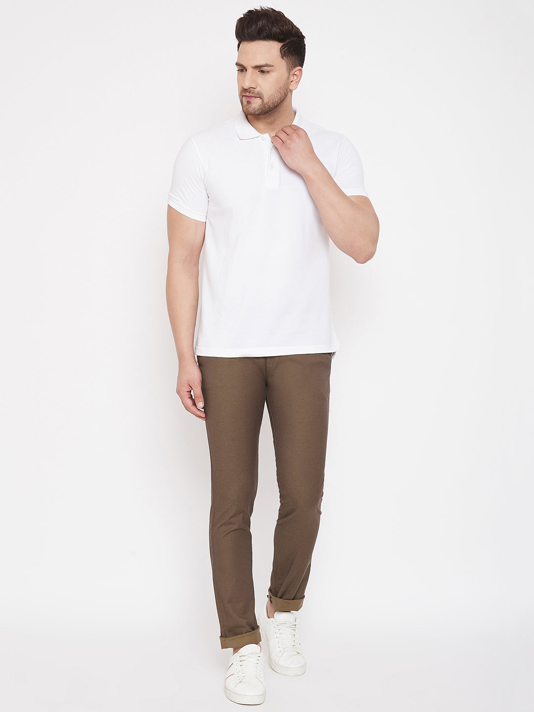 Brown Slim Fit Trousers - Men Trousers