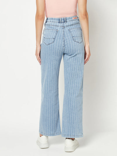  Blue Striped Wide-Fit Jeans