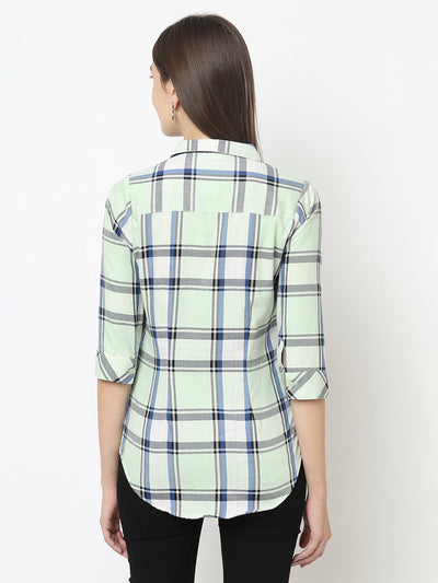 Mint Green Shirt with Tartan Checks