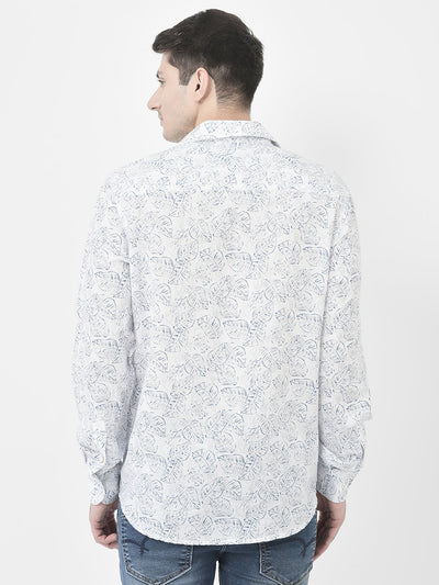  White Leaf-Print Shirt