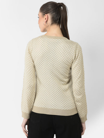  Beige Abstract Print Cardigan 