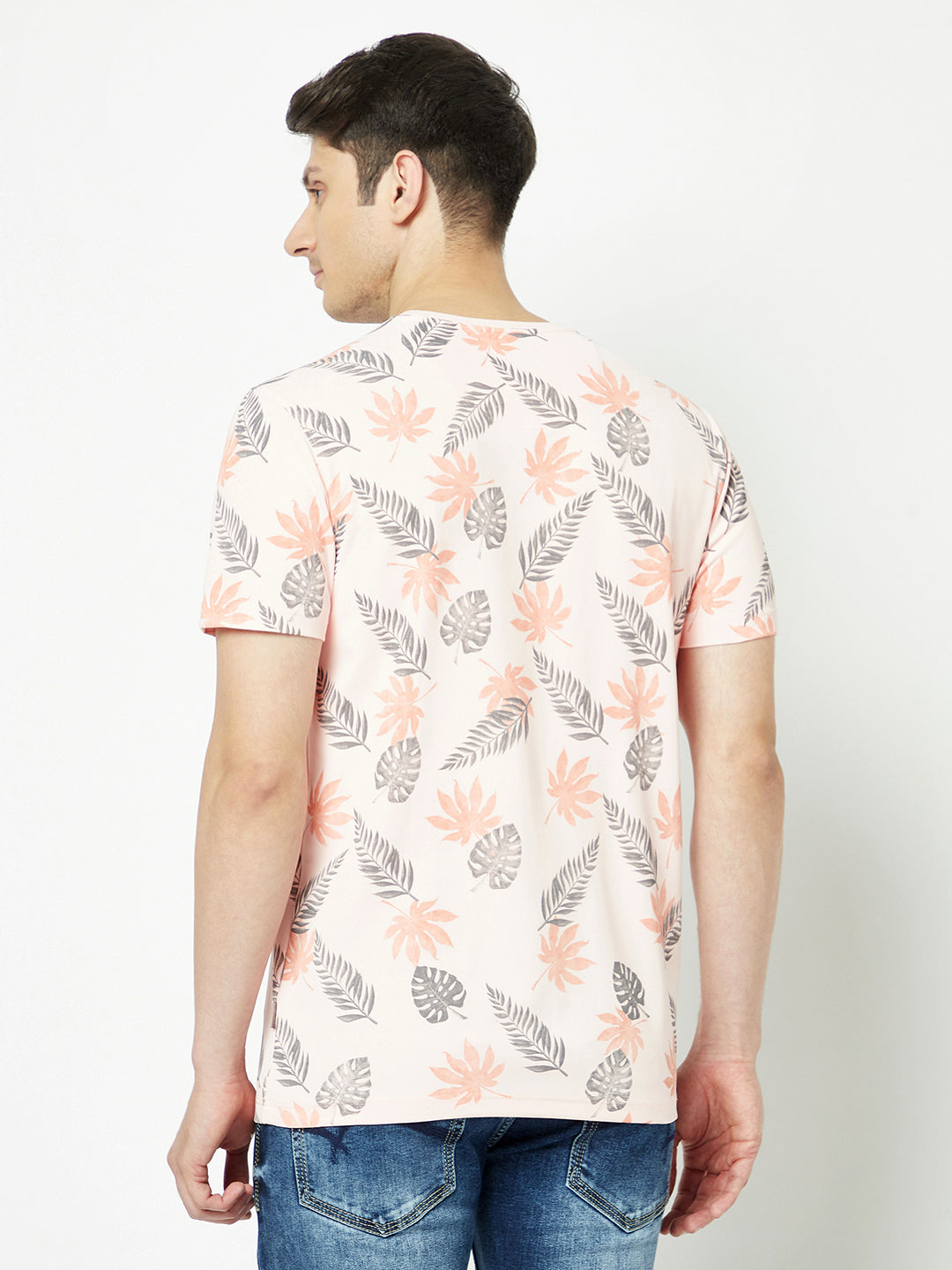  Peach Floral Hawaiian T-Shirt