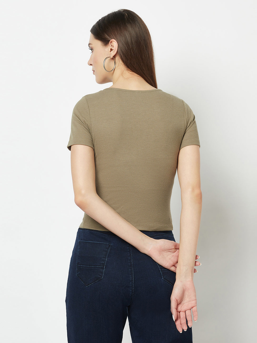 Simplistic Light Olive T-Shirt-Women T-Shirts-Crimsoune Club