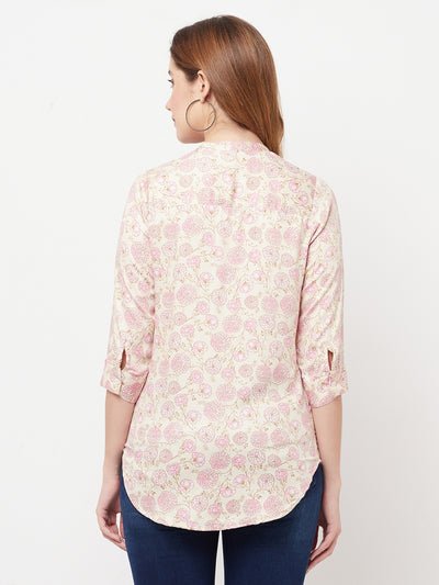 Cream Floral Printed Top - Women Tops