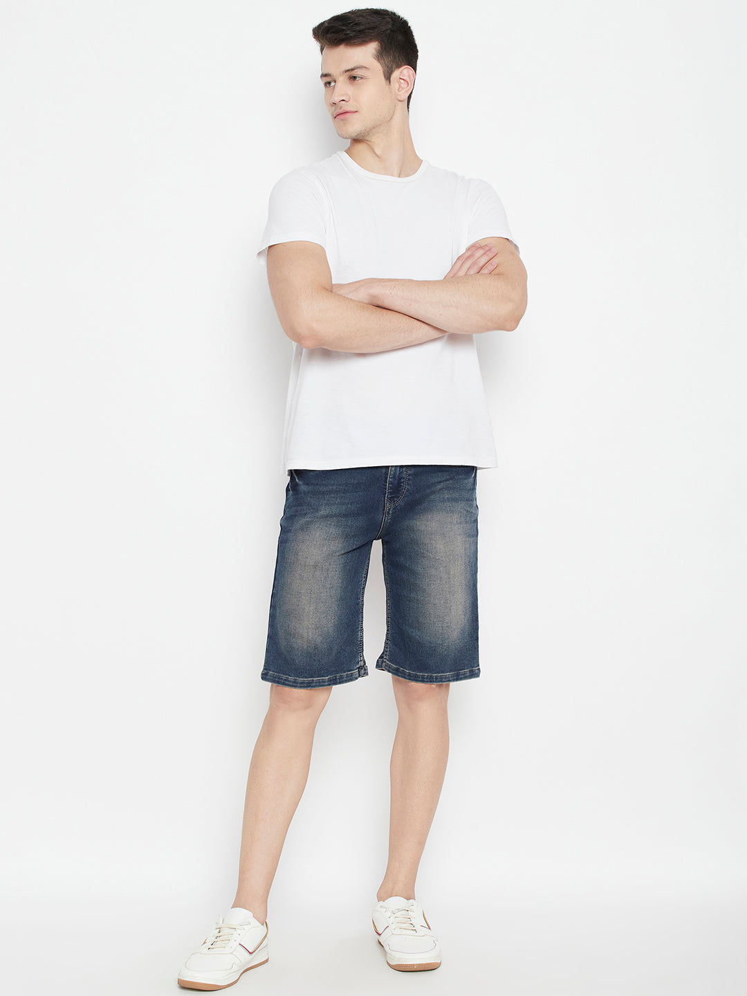 Blue Slim Fit Denim Shorts - Men Shorts