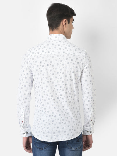  White Shirt in Motif Print