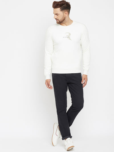 White Printed Sweatshirt - Men Sweatshirts