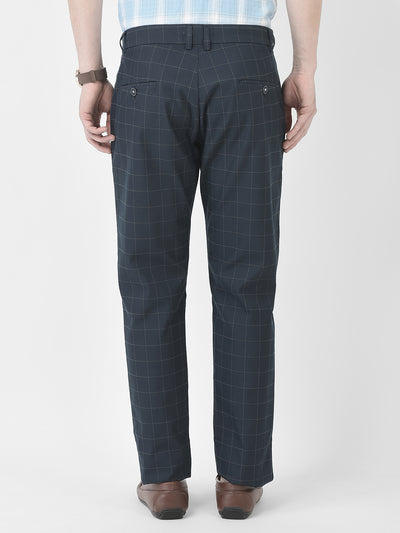 Navy Blue Checkered Trousers-Men Trousers-Crimsoune Club