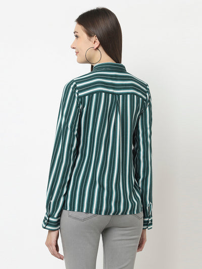 Teal Green Shirt in Stripes