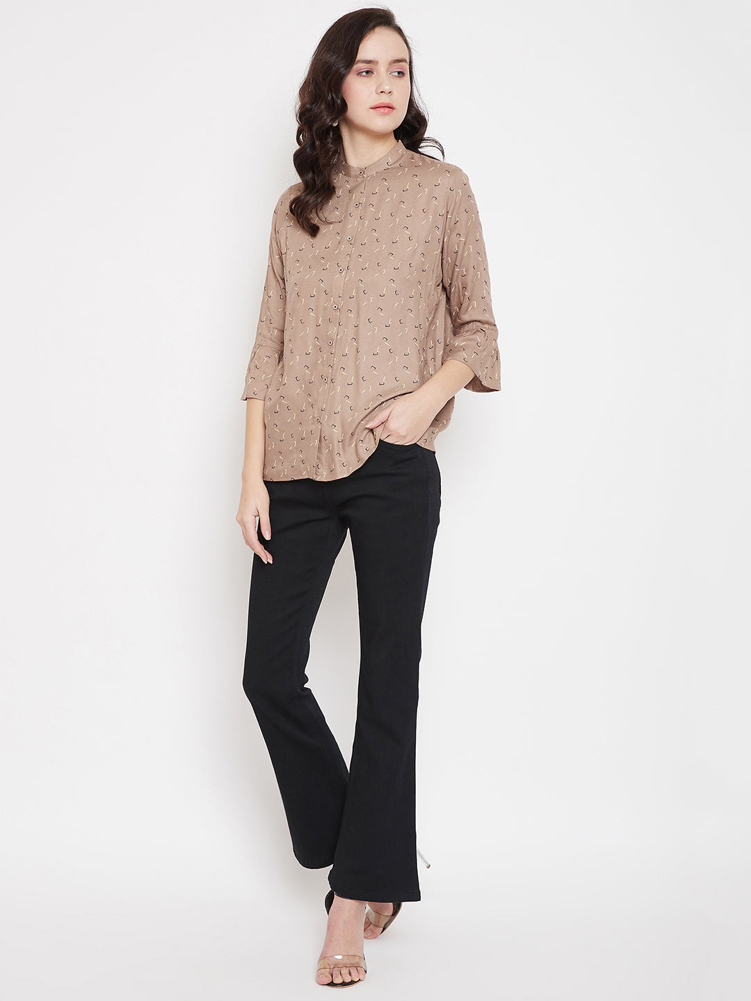 Bell Sleeves Printed Shirt - Women Shirts