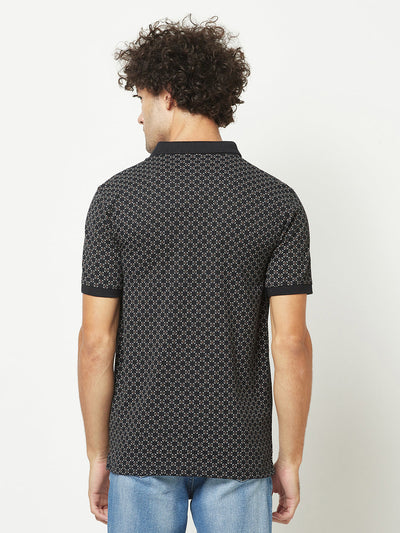  Dark Navy Geometric Polo T-Shirt