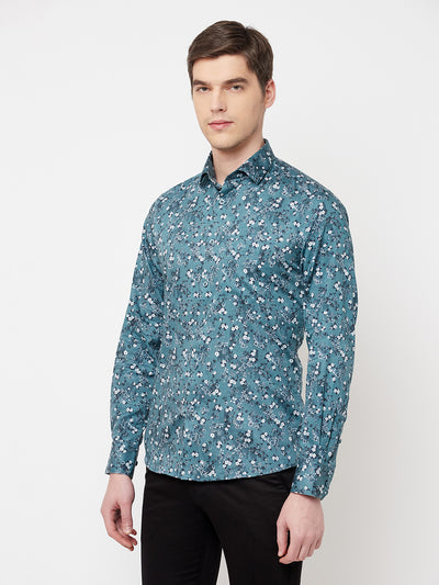 Sea Green Floral Shirt - Men Shirts