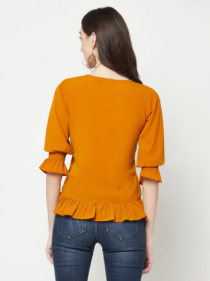  Mustard Peplum Top