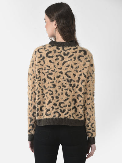  Fuzzy Animal Print Sweater