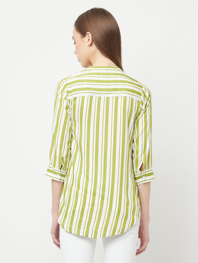 Green Striped Casual Shirt - Women Shirts