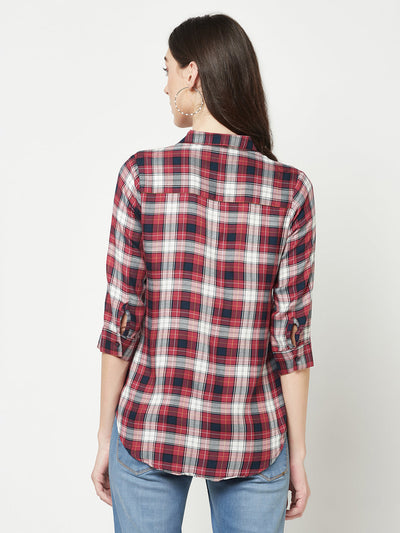  Maroon Checked Casual Shirt