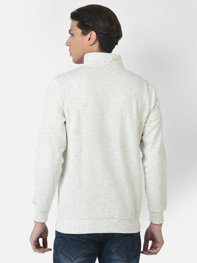 Melange Off-White Sweatshirt with Zipper Front 